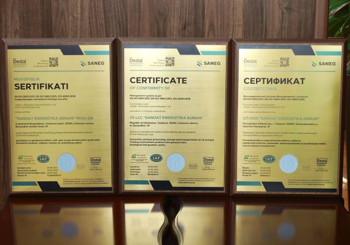 Saneg xalqaro ISO standartlari bo‘yicha integratsiyalashgan menejment tizimini joriy etdi